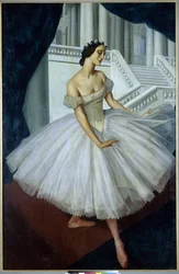 Portrait de la ballerine Anna Pavlova (1881-1931) (The Ballerina Anna Pavlova) - Peinture de Alexandre Evguenievitch Jacovieff (Alexander Yevgenyevich Yakovlev ou Iacovieff) (1887-1938), huile sur toile (190x121,5 cm)