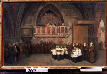 "Vésperas na Igreja de São Francisco de Assis, Itália" Pintura de Mikhail Petrovich Botkin (1839-1914) 1871 Galeria Estadual Tretyakov, Moscovo