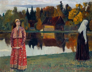 "Pres du lac" (Junto ao Lago) Peinture de Mikhail Nesterov (1862-1942)