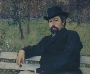 Retrato do pintor Nikolai Alexandrovich Yaroshenko 1846-1898, 1897