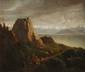 Paisagem caucasiana com camelos, 1837-1838