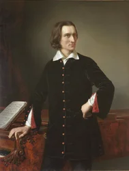 Retrato de Franz Liszt (1811-1886), compositor e pianista húngaro - Retrato de Franz Liszt - Pintura de Miklos Barabas (1810-1898) 1847 Museu Nacional Húngaro, Budapeste