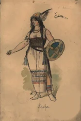 Sarka. Figurino da ópera Sarka de Zdenek Fibich, 1897.