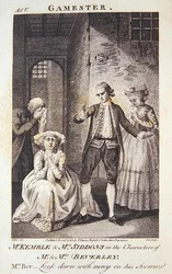 O Sr. Kemble e a Sra. Siddons nos papéis do Sr. e da Sra. Beverley, frontispício de «The Gamester», de Edward Moore, gravado por Cook