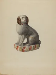 Pa. Estatueta de cão alemão, c. 1937.