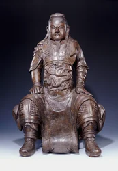 Uma bela e grande figura de bronze Ming de Guandi