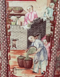 Detalhe, de, um, vaso, descrevendo, secar, chá, (ceramic)