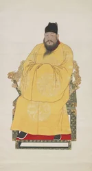 Retrato do imperador Xuande (1399-1435), quinto imperador da dinastia Ming (pergaminho suspenso, tinta e cores sobre papel)