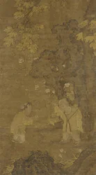 Dois meninos, tocando, com, a, fantoche, de, um, leão, 15th-16th, century