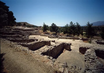 Civilização minóica: vista das ruínas do sítio do Haghia Triada, 2000-1400 AC.