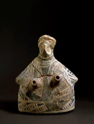 Arte minóica: vaso de terracota com a forma de uma mulher da necrópole de Mallia, em Creta. 2200-2000 AC. Dim. 16,4 cm Heraklion, museu arqueológico