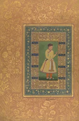 Retrato de Zamana Baig, Mehbat Khan, Folio do álbum Shah Jahan, Recto: Ka. 1610. Criadores: Mir 