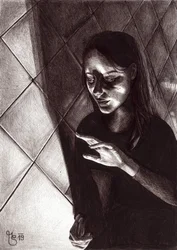 Mulher numa sombra luminosa