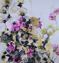 Flores abstratas em ouro rosa