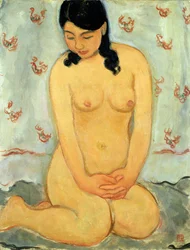 Nua sentada (óleo sobre tela)