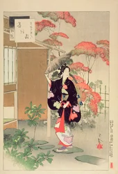 Cerimônia do Chá: Uma Mulher da Era Hoei, da série &39;Uma Seleção das Trinta e Seis Belezas&39;, 1893 (impressão xilogravura colorida)