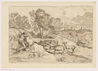 Paisagem com três pastores descansando com um rebanho Paisagens após Ticiano (título da série)