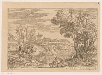 Paisagem com homem e cavalo atravessando um rio
Landscapes after Titian (título da série)