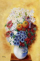 Bouquet de flores sobre um fundo amarelo; Bouquet au Fleurs sur Fond jaune, c.1934 (óleo sobre tela)