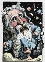 Alegoria de Deus em "O Trombinoscópio" de Touchatout, cartoon de B. Moloch de 1882 (1849-1909). Coleção particular.