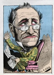 Alegoria de um curador do século XIX em "Le Trombinoscope" de Touchatout, cartoon de B. Moloch de 1882 (1849-1909). Coleção particular.