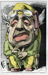 Alegoria de um marido enganado no século XIX em «Le Trombinoscope», de Touchatout, caricatura de B. Moloch de 1882 (1849-1909). Colecção particular.