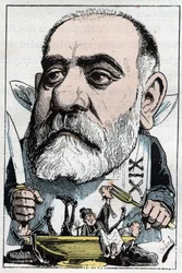 Desenho animado com a crítica dramática Francisque Sarcey (1827-1899)