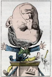 Retrato de Henri, Pierre, Edmond DUFAUR DE GAVARDIE (1823 - 1910) Senador francês em "Le Trombinoscope" de Touchatout, cartoon de B. Moloch de 1882 (1849-1909). Coleção particular.