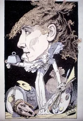 Desenho animado de Henriette Rosine Bernard, também conhecida como Sarah Bernhardt