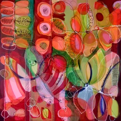 Motivos botânicos abstratos e coloridos