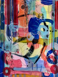 Composição abstrata vibrante