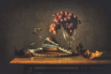 Natureza morta com uvas de outono