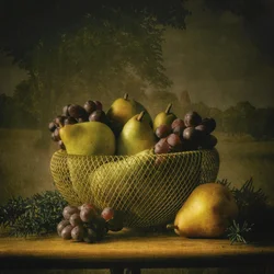 Natureza morta rústica com frutas