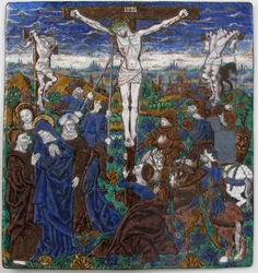 Placa com a Crucificação, francesa, século XV.