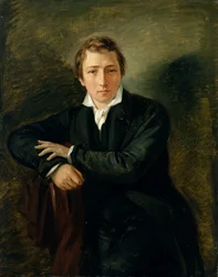 Retrato de Heinrich Heine (1797-1856) 1831 (óleo sobre papel sobre tela)