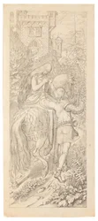 Uma cena do conto de fadas Os sete corvos e sua irmã fiel, 1830-1831.