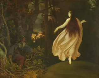 Aparição na floresta (da Bela Adormecida), antes de 1858 (óleo sobre madeira)