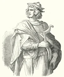 Walther von der Vogelweide, poeta lírico médio-alto alemão (gravura)