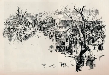 Uma cena de rua em Asakusa, c1897