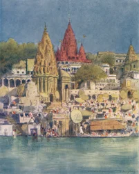 Um festival do rio em Benares, 1905