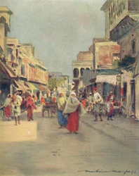 Uma rua lateral em Agra, 1905