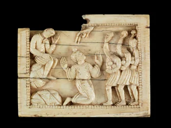 O apedrejamento de Santo Estêvão, c. 1100 (marfim e osso)