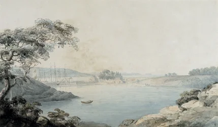 Port Penrhyn (aguarela e lápis sobre papel)