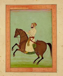 Um nobre de Mughal a cavalo, c.1790, do álbum grande de Clive