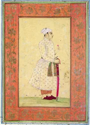 Um jovem nobre da corte de Mughal, do álbum Large Clive (desenho colorido com wc no papel)
