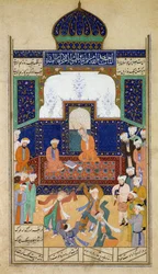 Dervishes Dançando à Música Antes de seu Shaik e um Discípulo, do Khamsah do Príncipe Khusrau, Matla al-Anvar, 1485 (890 Hijra)