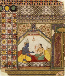 Rama tentando justificar a Sita seu repúdio a ela, c.1595