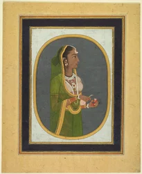 Senhora da corte servindo vinho, c. 1760, fronteiras c. 1830s.