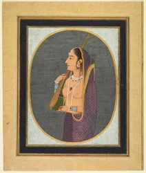 Senhora da corte cantando e tocando a videira, c. 1760