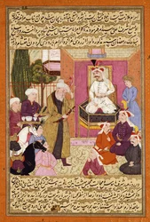 Shah "Abbas na rota entre Sherwan e Azerbaijão, recebendo Sher Shah, c. 1688